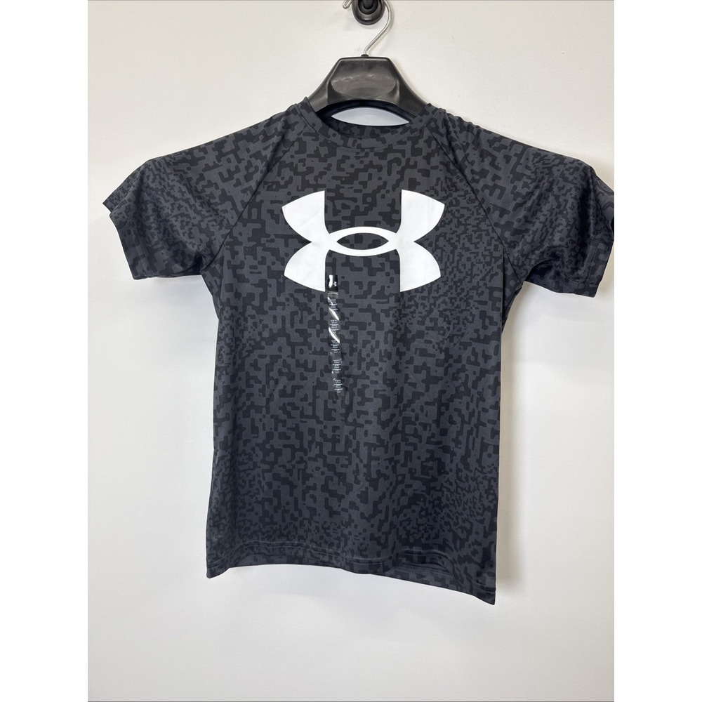 Under Armour Shirt Youth Boys UA Tech BL Printed SS Black Short Sleeve NEW Sz XL